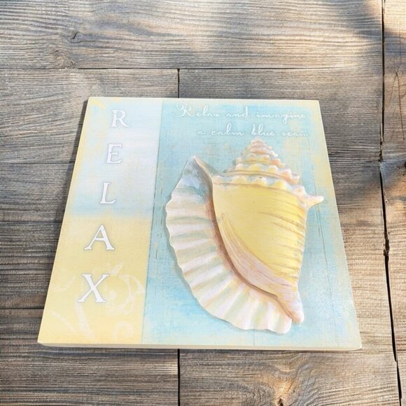 Vintage Resin Wall Hanging Art Plaque Set 2 Ocean Shell Theme Nautical Decor VTG - Picture 3 of 12